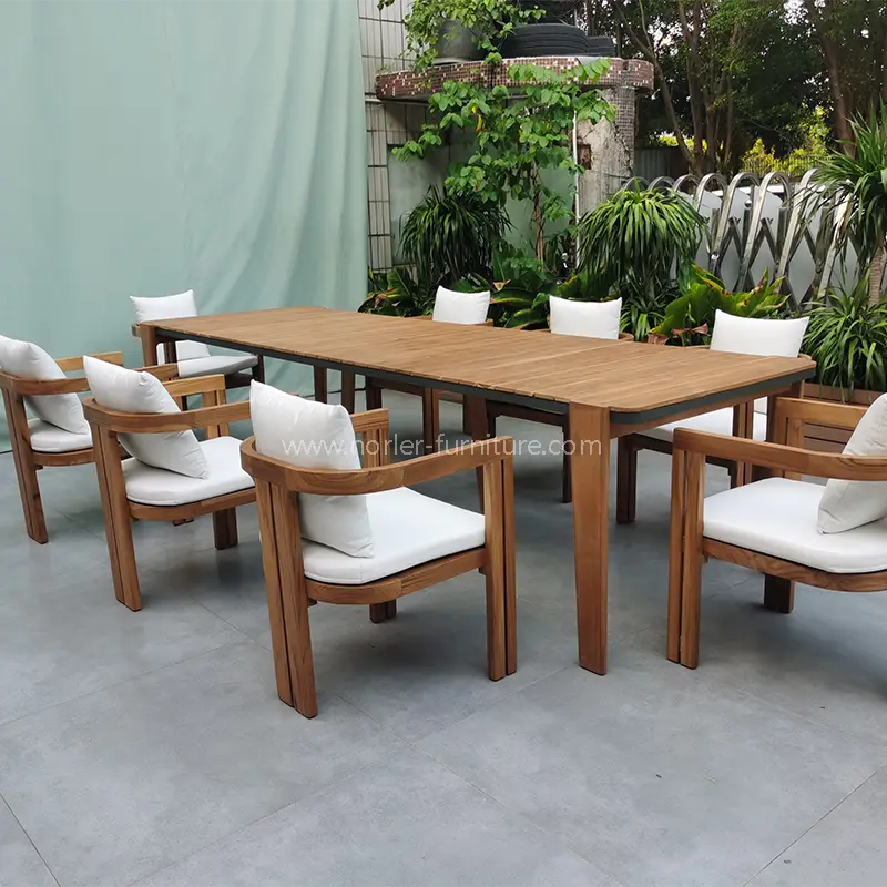 Bàn ăn gỗ bằng gỗ tếch ngoài trời bền bỉ