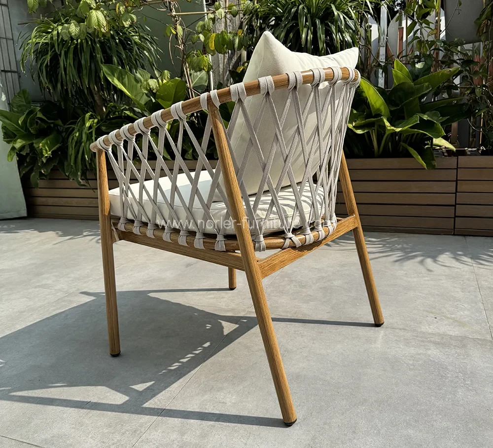 Outdoor Balcony Teak Wood Rope Garden Set