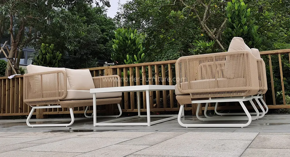 Outdoor Set Aluminum Alloy Rope Weaving Waterproof Fabric Sofa