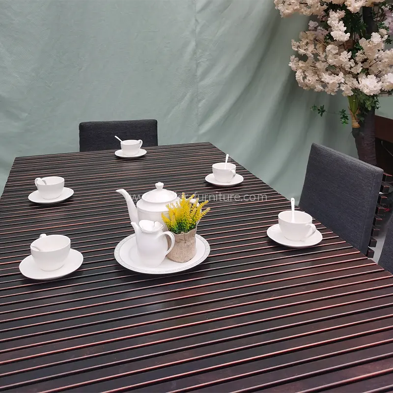 Outdoor Patio Wood Grain Aluminum Dining table and chairs