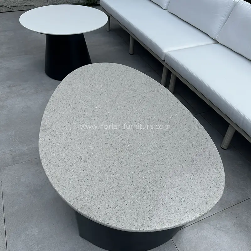 High Quality Aluminum Frame Brushed Wood Grain Outdoor Sofa