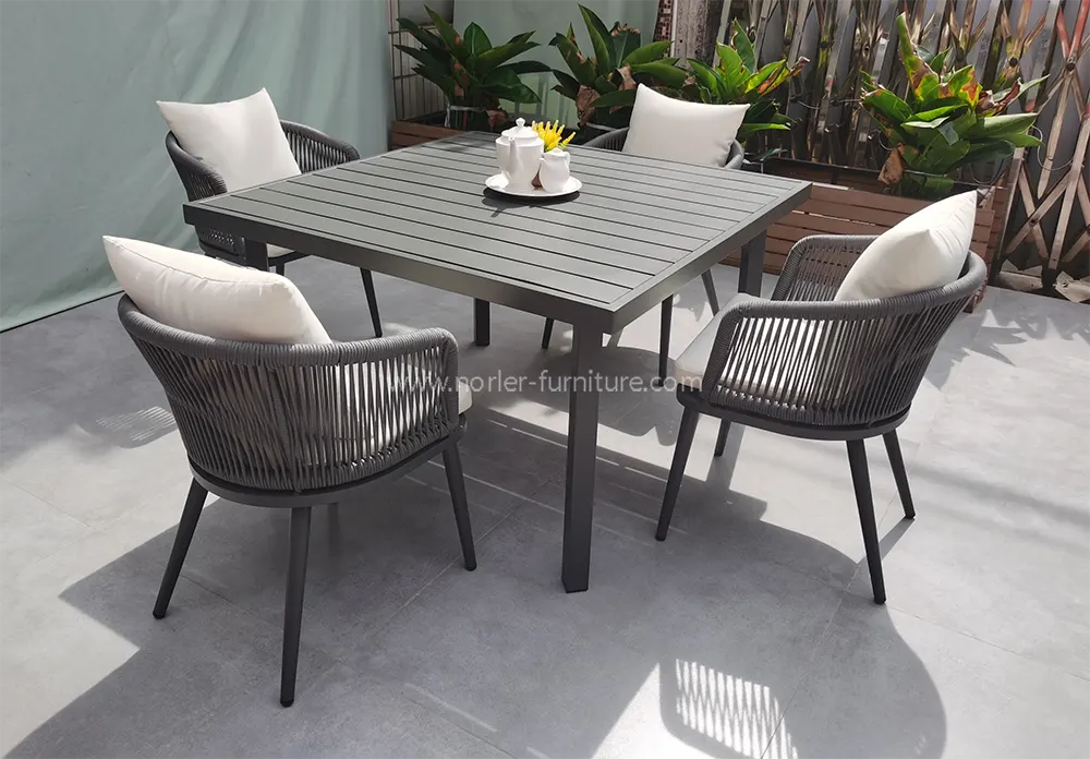Fashion Outdoor Aluminum Rope Dining Set