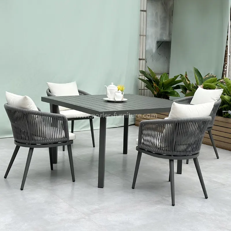 Fashion Outdoor Aluminum Rope Dining Set