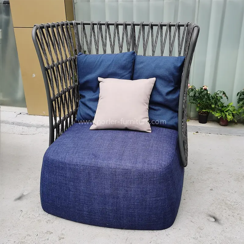 Khung nhôm hiện đại dệt sofa đệm màu xanh
