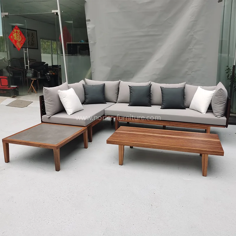 Khung gỗ bằng gỗ tếch ngoài trời hiện đại dây sofa dệt sofa