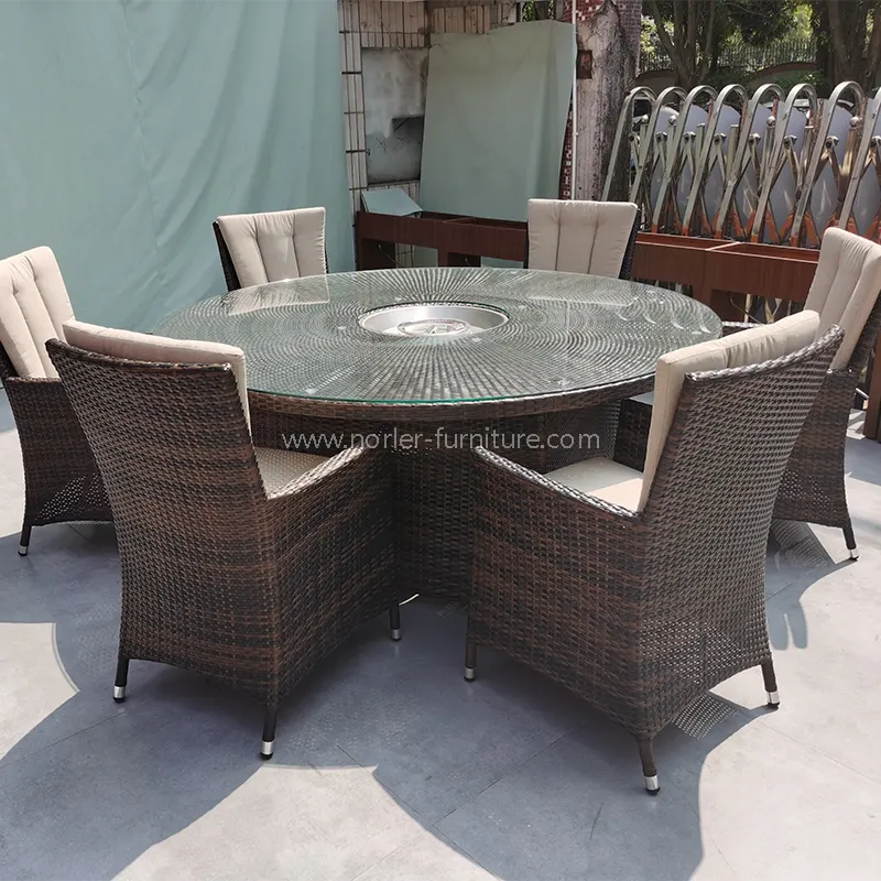 Bộ nhôm hiện đại ngoài trời bộ pe rattan bộ ăn uống