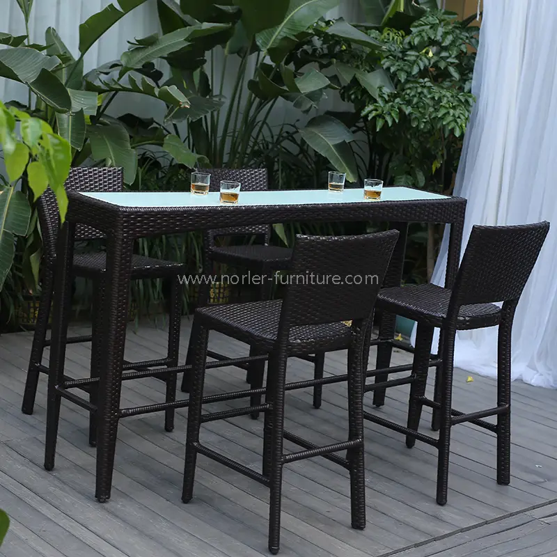 Bộ bàn và ghế ngoài trời Rattan High Bar