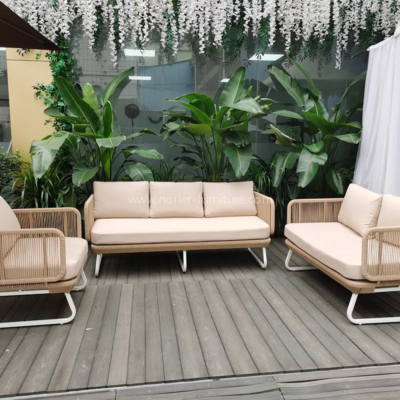 Bộ ngoài trời bộ hợp kim nhôm dệt sofa vải không thấm nước