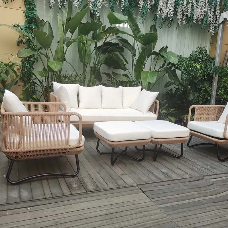 Bộ ngoài trời bộ hợp kim nhôm dệt sofa vải không thấm nước