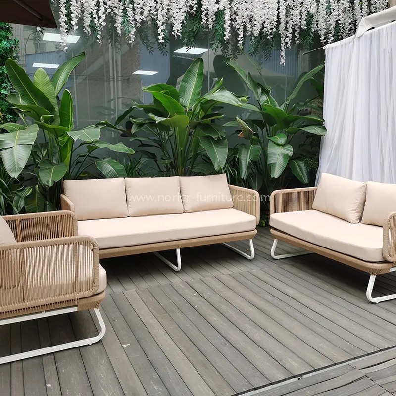 Bộ ngoài trời bộ hợp kim nhôm dệt sofa vải không thấm nước