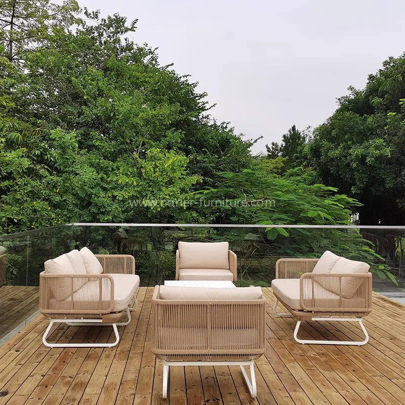 Bộ ngoài trời bộ hợp kim nhôm dệt sofa vải không thấm nước