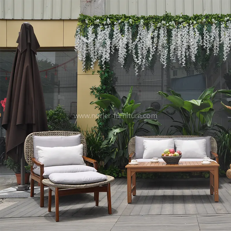 Bộ ghế sofa gỗ bằng gỗ tếch bằng gỗ tếch ngoài trời thời tiết